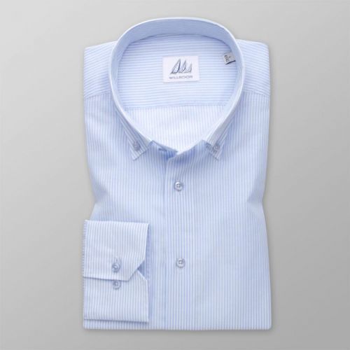 Pánska košeľa slim fit bledomodrá s pruhovaným vzorom 14284