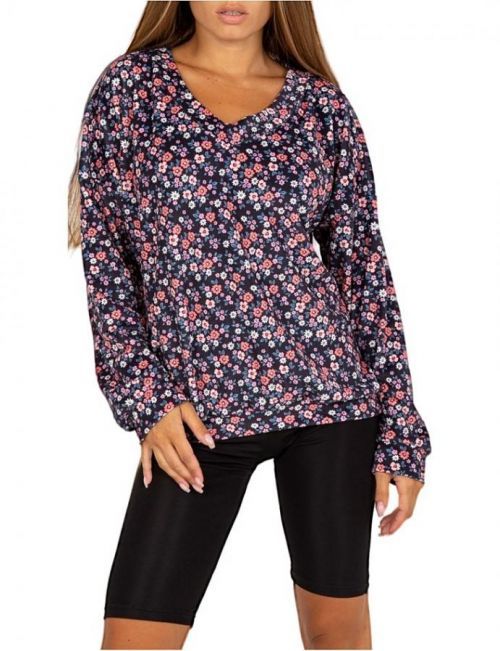 Tmavomodrá kvetinová blúzka