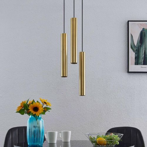 Lindby Joffrey závesná lampa, 3-pl., mosadz