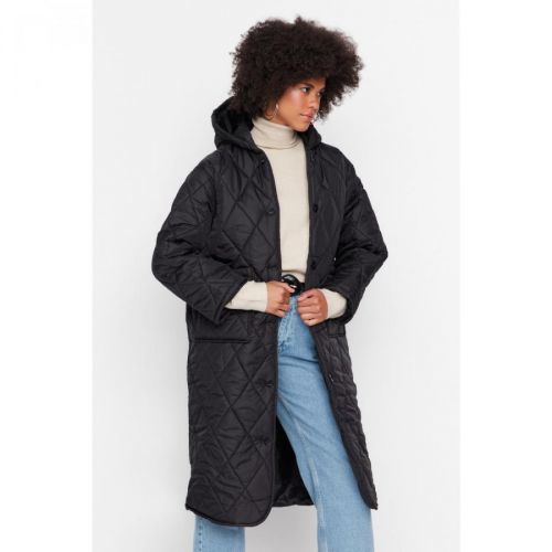 Trendyol Black Oversize Hooded Quilted Down Jacket
