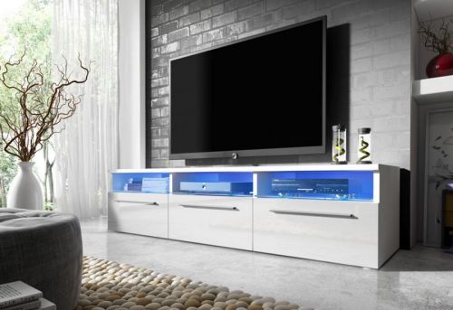 Expedo TV stolík LORA RTV 2, biela/biely lesk