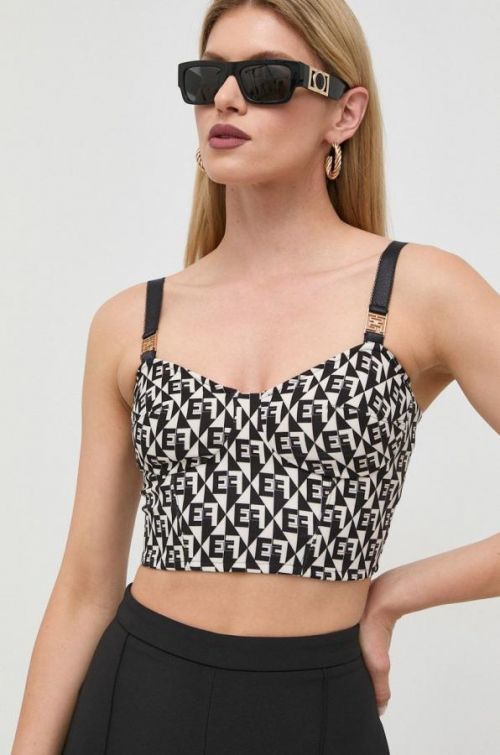 Top Elisabetta Franchi dámsky, čierna farba,