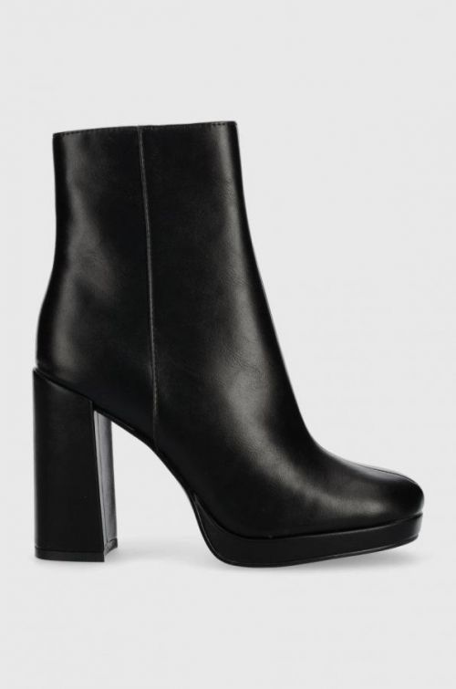 Členkové topánky Steve Madden Main dámske, čierna farba, na podpätku,
