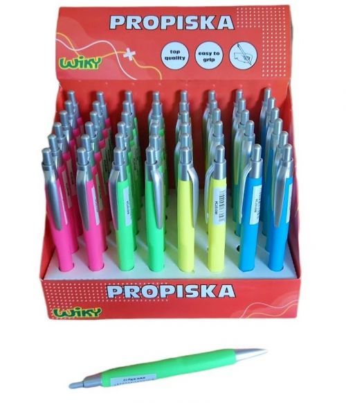 Guľôčkové pero v rôznych farbách, tuha modrá - modrá