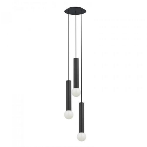 Závesná objímka Baton, čierna, 3-plameňová