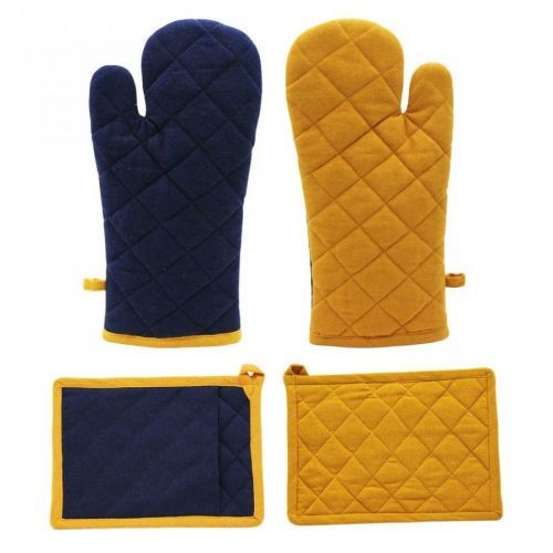 Trade Concept Chňapka a podložka Heda tm. modrá / žltá, sada 2 ks