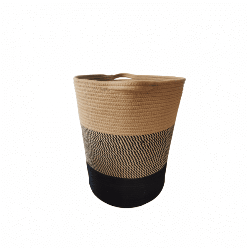 TEMPO-KONDELA VIDAN, pletený koš, přírodní/vzor/černá, 35x45 cm