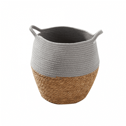 Obal na květináč, šedá/přírodní, 26x29 cm, ELIF