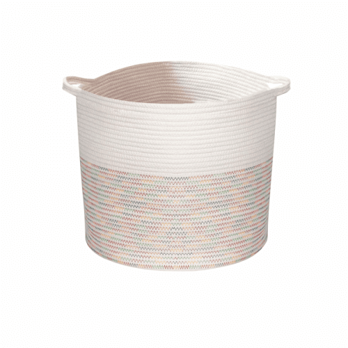 TEMPO-KONDELA KLAND, pletený koš, bílá/vzor, 40x37 cm