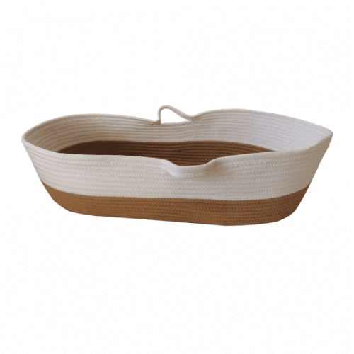 TEMPO-KONDELA SABI, pletený koš, bílá/přírodní, 60x12,5 cm