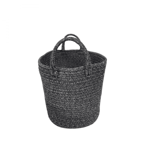 TEMPO-KONDELA TIAGON, pletený koš, černá, 30x26 cm