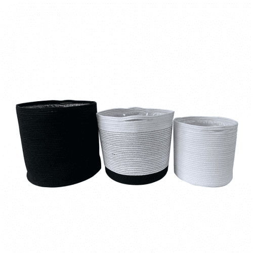 TEMPO-KONDELA ATIKUS, obaly na květináče, set 3 ks, bílá/černá