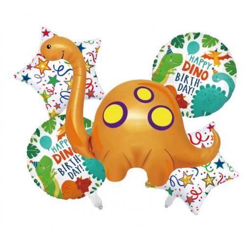jx-225933 GRABO Set fóliových balónov - Happy DINO Birthday - Brontosaurus (5ks)
