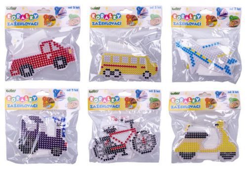 Korálky zažehľovací set - Dopravné prostriedky 16cm - bicykel