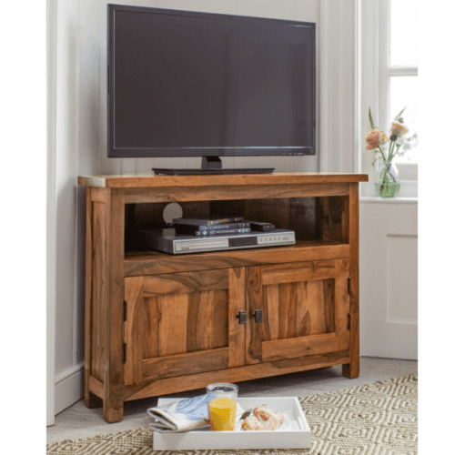 indickynabytok.sk - TV stolík rohový Rami 110x70x50 indický masív palisander