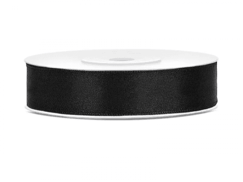 PartyDeco Saténová stuha - čierna 12mm/25m