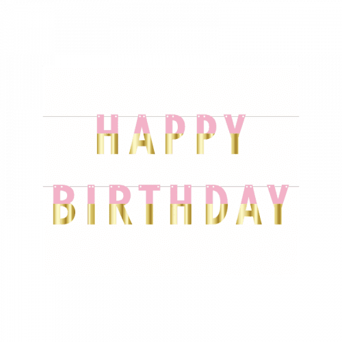 PF-GURZ Godan Narodeninová girlanda - Happy Birthday - M/R - 160cm Ružová