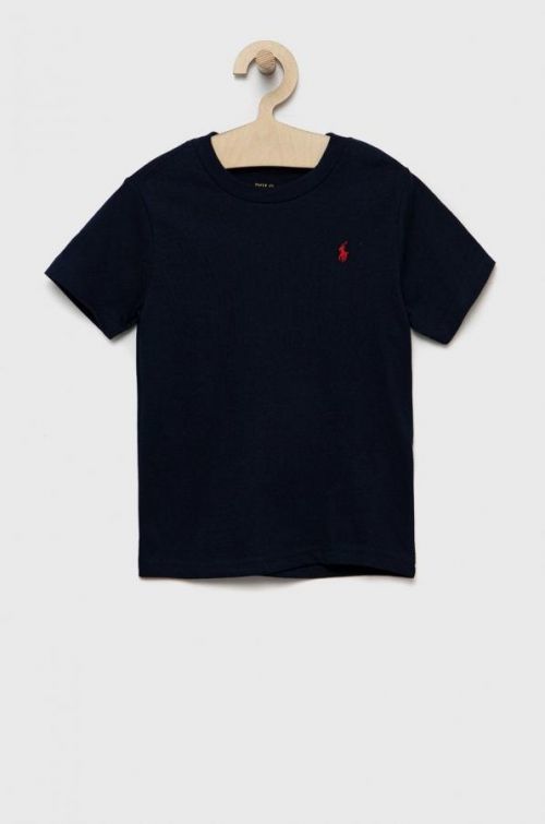 Detské bavlnené tričko Polo Ralph Lauren tmavomodrá farba, jednofarebný