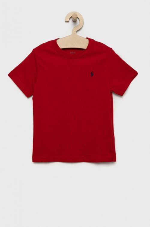 Detské bavlnené tričko Polo Ralph Lauren červená farba, jednofarebný