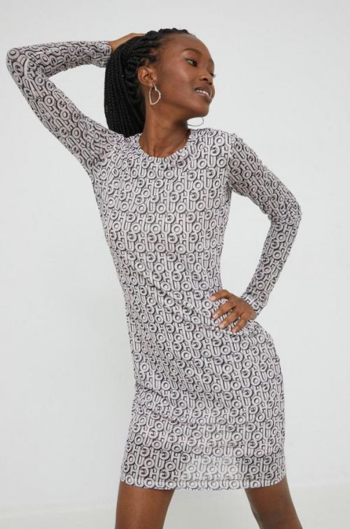 Šaty HUGO ružová farba, mini, priliehavá