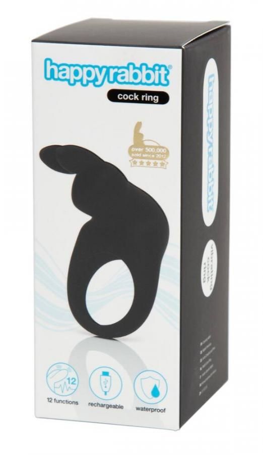 Happyrabbit Cock - rechargeable vibrating penis ring (black)