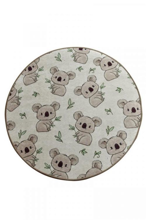 Dětský kulatý koberec Koala 100 cm šedý