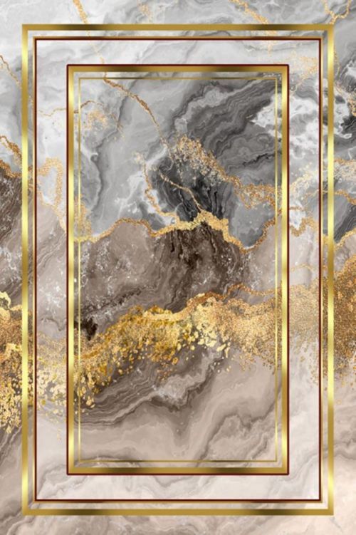 Koberec Marble Frame šedý/zlatý