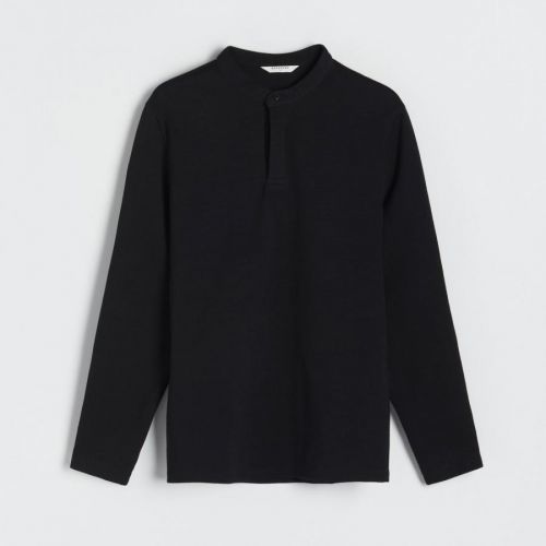 Reserved - Tričko polo s dlhými rukávmi comfort fit - Čierna
