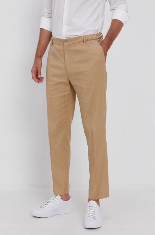 Nohavice Calvin Klein pánske, béžová farba, rovné