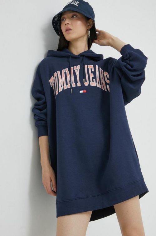 Šaty Tommy Jeans tmavomodrá farba, mini, oversize