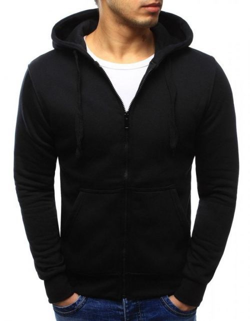 Dstreet Pánska mikina na zips s kapucňou Fingal čierna BX2192 10018-25