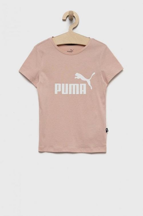 Detské bavlnené tričko Puma ružová farba,