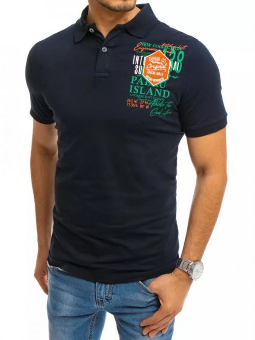 Dstreet pánske polo tričko s potlačou Valentina tmavo modrá PX0369 35209
