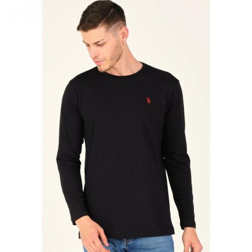 T8588 DEWBERRY BIKE COLLAR MEN'S SWEATSHIRT-DARK BLACK