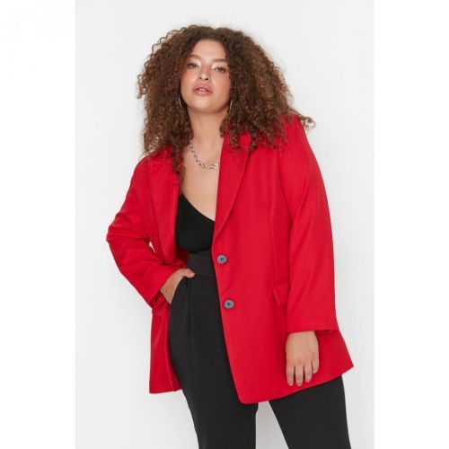 Trendyol Curve Red Oversize Blazer Woven Jacket