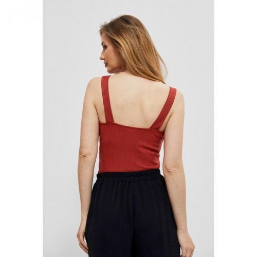 Ribbed top with wide straps - red
