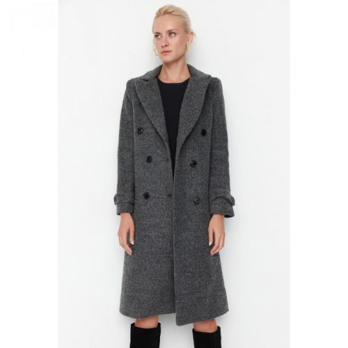 Trendyol Anthracite Button Closure Cachet Coat