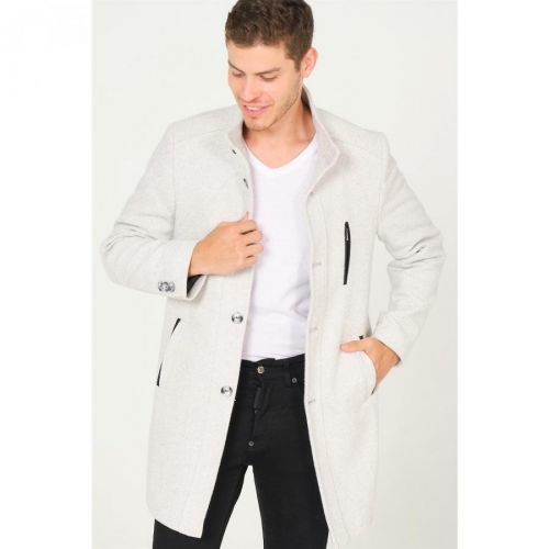PLT8386 DEWBERRY MEN'S COAT-DIAGONAL GREY-CREAM