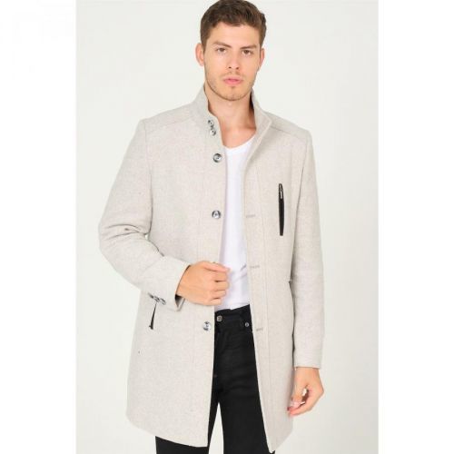 PLT8386 DEWBERRY MEN'S COAT-PATTERNED LIGHT GREY