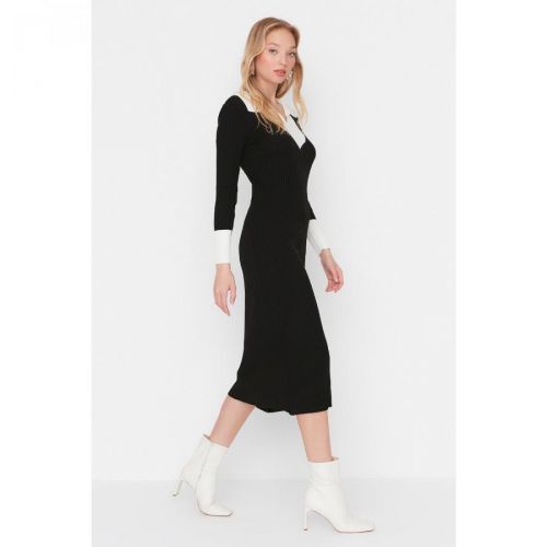 Trendyol Black Color Block Knitwear Dress