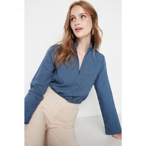 Trendyol Blue High Collar Blouse