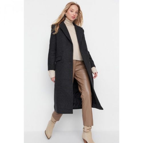 Trendyol Black Pocket Flap Cachet Coat