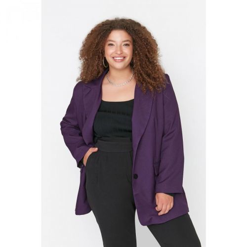 Trendyol Curve Purple Oversize Blazer Woven Jacket