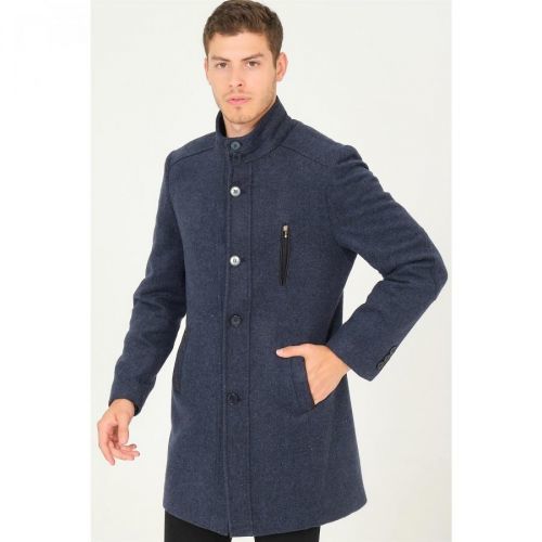 PLT8386 DEWBERRY MEN'S COAT-DIAGONAL BLACK-BLUE