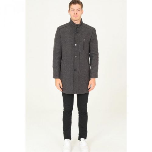 PLT8386 DEWBERRY MEN'S COAT-DIAGONAL BLACK-ANTHRACITE