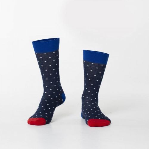Men's navy blue polka dot socks