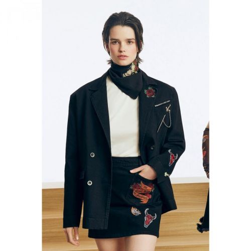 Trendyol X Zeynep Tosun Black Embroidery Detailed Denim Skirt