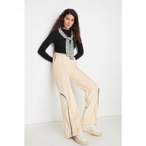 Trendyol Beige Rib Stitch Detail Fine Knitted Sweatpants