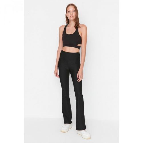 Trendyol Black Gatherer and Ribbed Sports Yoga Pants