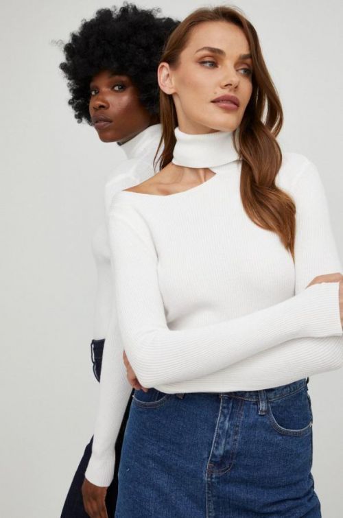 Sveter Answear Lab dámsky, béžová farba, tenký, s rolákom